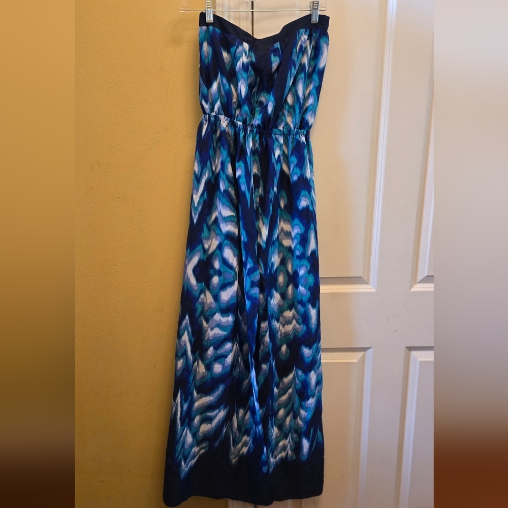 Lavendar Brown Strapless Blue Womens Maxi Dress With Split In The Front Y2k